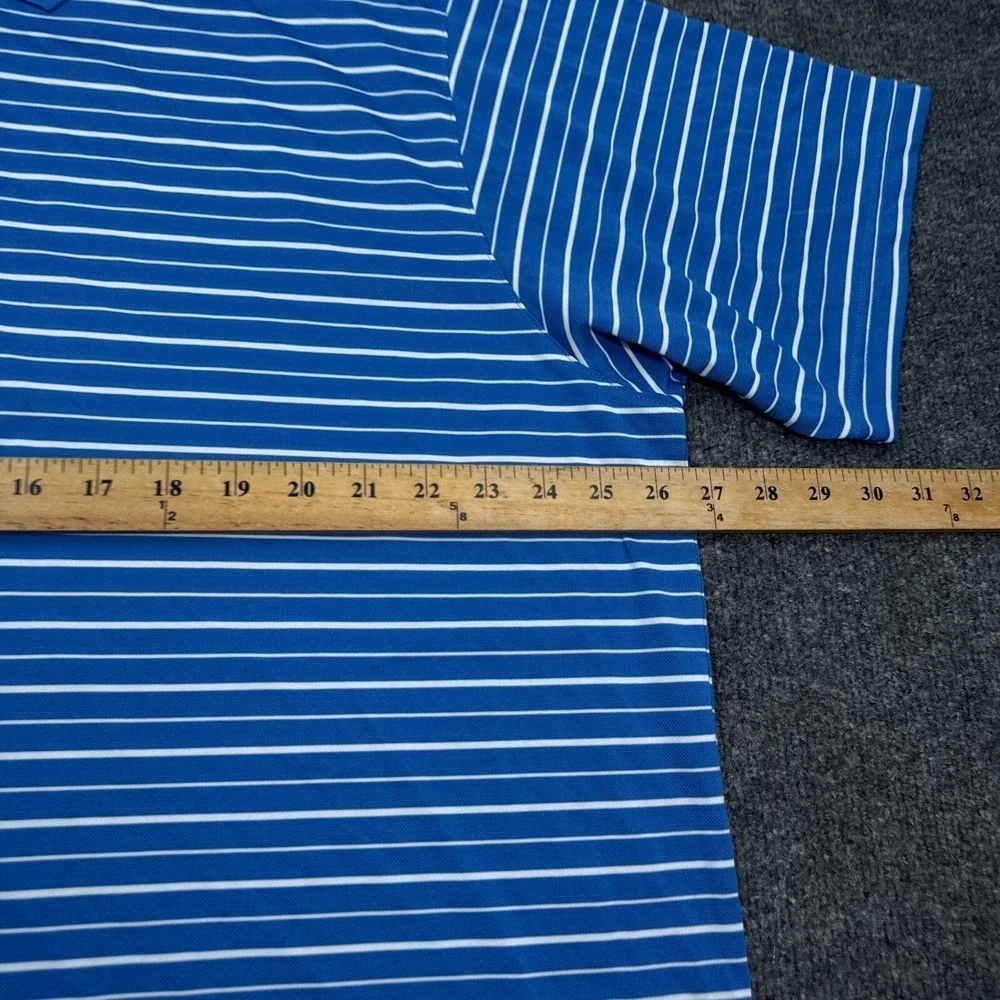 adidas Climalite Polo Shirt Mens Size 2XL XXL Blue‎ Striped Golf Active